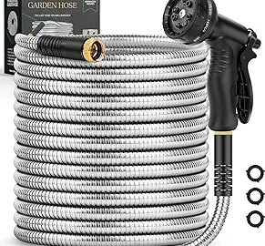 Garden Hose 50 FT, Metal Stainless Steel Water Hose