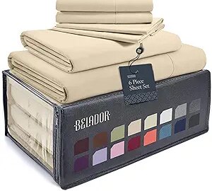 BELADOR Silky Soft Cali King Sheet Set -Luxury 6 Piece Bed Sheets