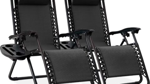 Best Choice Products Set of 2 Adjustable Steel Mesh Zero Gravity Lounge Chair
