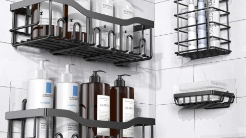 Adhesive Shower Caddy, 5 Pack Rustproof Stainless Steel Bath Organizers