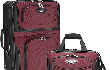 Travel Select Amsterdam Expandable Rolling Upright Luggage, Burgundy, 2-Piece Set