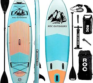 Roc Inflatable Stand Up Paddle Boards 10 ft 6 in with Premium SUP Paddle Board Accessories