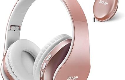 ZIHNIC Bluetooth Headphones Over-Ear, Foldable Wireless and Wired Stereo Headset
