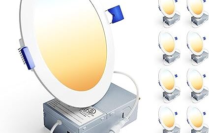 Ensenior 12 Pack 6 Inch Ultra-Thin LED Recessed Light with Junction Box