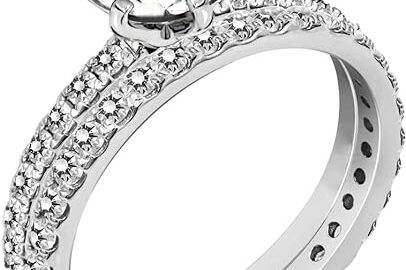 Amazon Essentials Platinum or Gold Plated Sterling Silver Round Ring Set