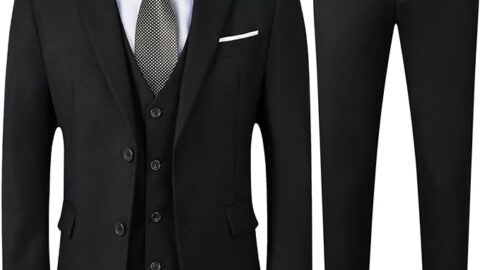WEEN CHARM Men's Suits Slim Fit,3 Piece Suit for Men,2 Button Blazer Jacket Vest Pants with Tie
