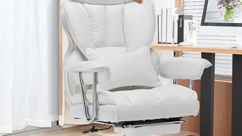 Desk Office Chair 400LBS, Big and Tall Office Chair, PU Leather Computer Chair