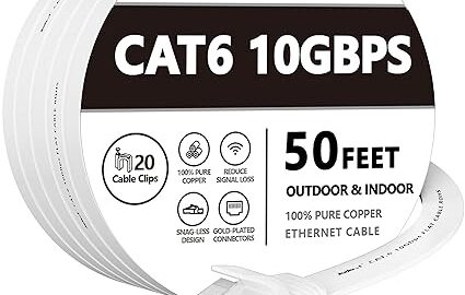 Jadaol Cat 6 Ethernet Cable 50 ft, Outdoor&Indoor 10Gbps Support Cat8 Cat7 Network
