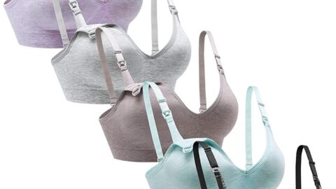Suekaphin Nursing Bra 5pack Wireless Deep V Neck Maternity Nursing Bra