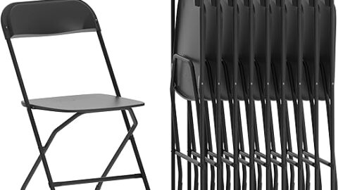 Flash Furniture Hercules Series Plastic Folding Chair - Black - 10