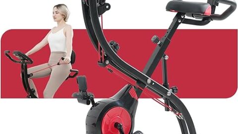 HAPBEAR Folding Exercise Bike Magnetic Foldable Stationary Bike