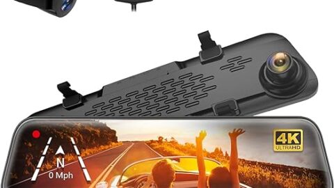 WOLFBOX G840S 12" 4K Mirror Dash Cam Backup Camera, 2160P Full HD