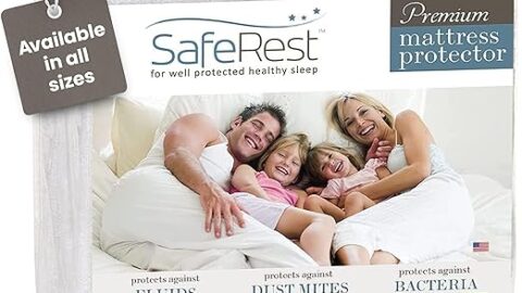 SafeRest 100% Waterproof Queen Size Mattress Protector - Fitted with Stretchable Pockets