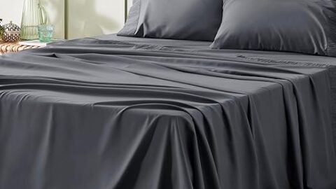 Bedsure Queen Sheets Grey - Soft Sheets for Queen Size Bed, 4 Pieces Hotel Luxury Queen Sheet Set