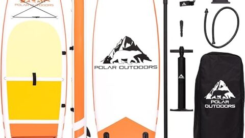 Polar Outdoors by Roc Inflatable Stand Up Paddle Board with Premium SUP Paddle Board Accessories