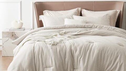 Bedsure Queen Comforter Set - Beige Queen Size Comforter, Soft Bedding