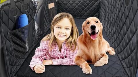 URPOWER Back Seat Extender for Dogs, Dog Car Seat Cover with Hard Bottom Dog