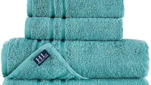 Hawmam Linen Teal Turquoise 6 Piece Bath Towels Set for Bathroom